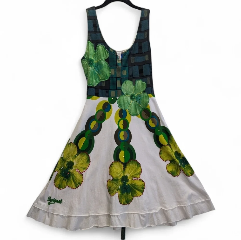 Desigual Multicolor Sleeveless Dress Artistic Patterns Fit & Flare Size M - Picture 4 of 15